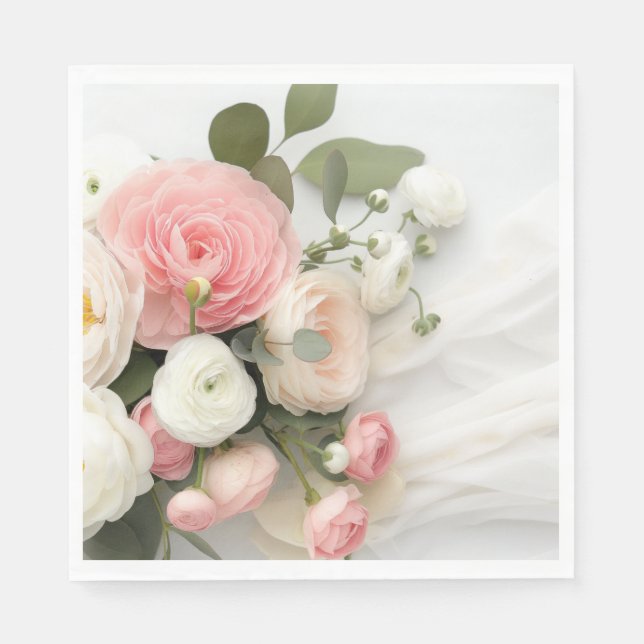 Pink and white camellias	 napkin (Front)