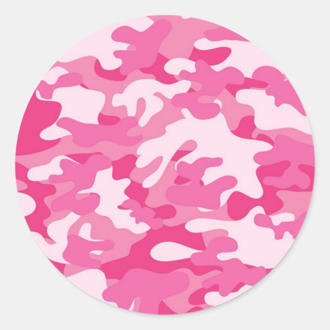 Pink and White Camo Design Classic Round Sticker (Front)
