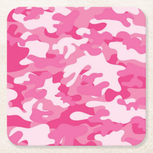Pink and White Camo Design Square Paper Coaster