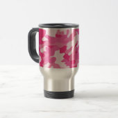 Pink and White Camo Design Travel Mug (Front Left)