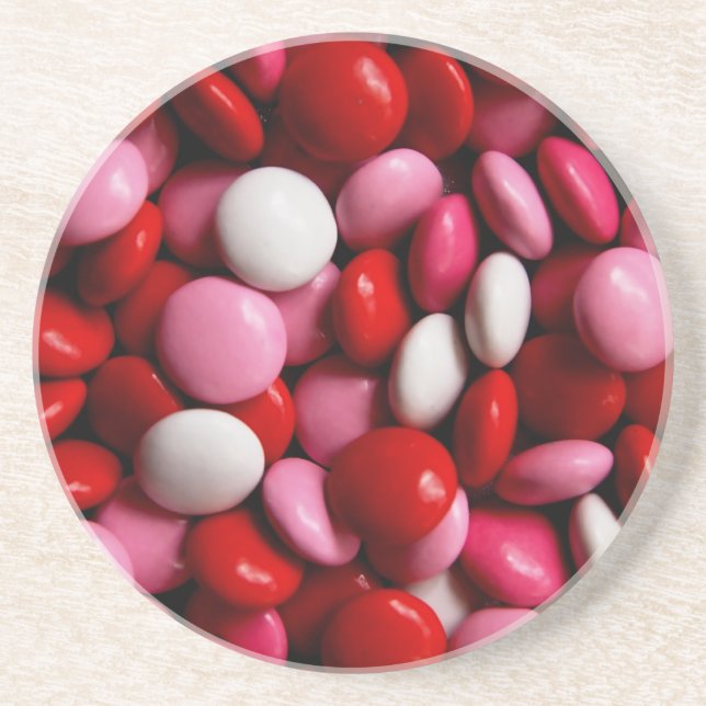 Pink and White Candy Pattern Coaster (Front)