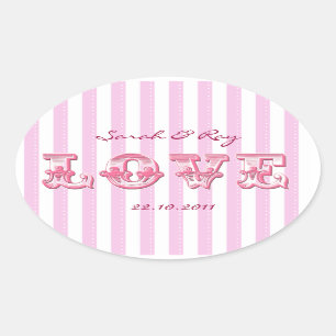 Pink and white Candy stripe love sticker