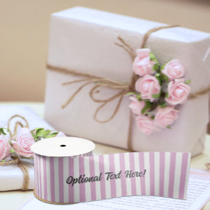 Pink and White Candy Stripe with Personalized Text Satin Ribbon