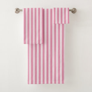 Pink and white candy stripes bath towel set