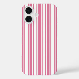 Pink and white candy stripes iPhone 16 case
