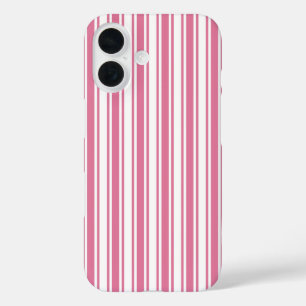 Pink and white candy stripes iPhone 16 case