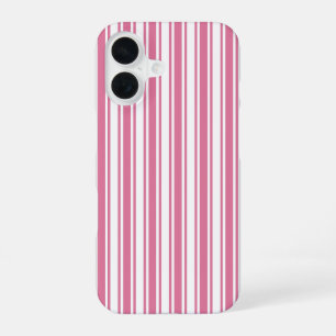 Pink and white candy stripes iPhone 16 case