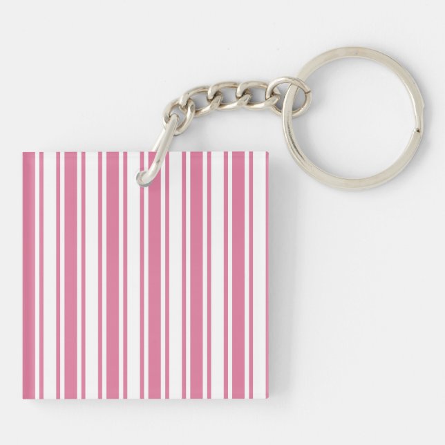 Pink and white candy stripes key ring (Back)