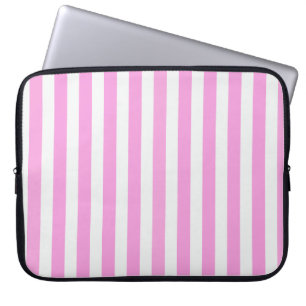 Pink and white candy stripes laptop sleeve