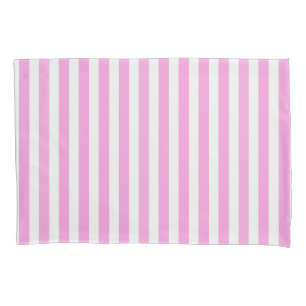 Pink and white candy stripes pillowcase