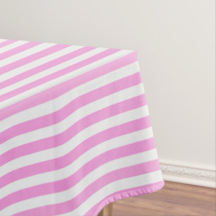 Pink and white candy stripes tablecloth