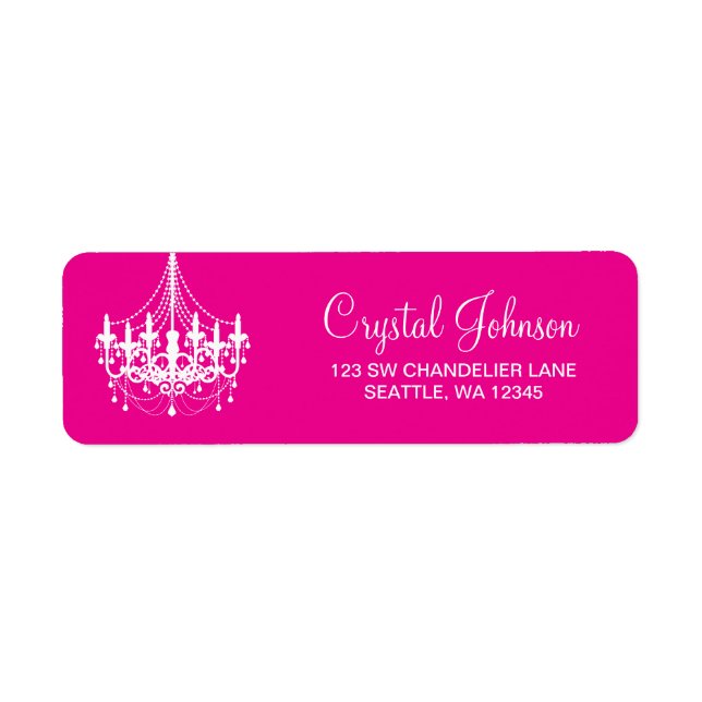 Pink and White Chandelier Return Address Label (Front)