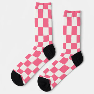Pink and White Checkered Pattern  Socks