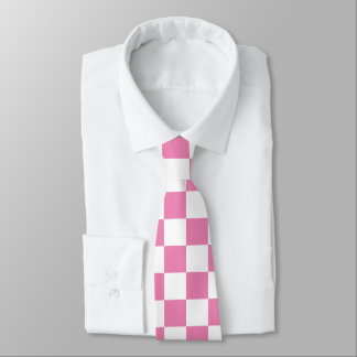 Pink and White Chequerboard Pattern Tie