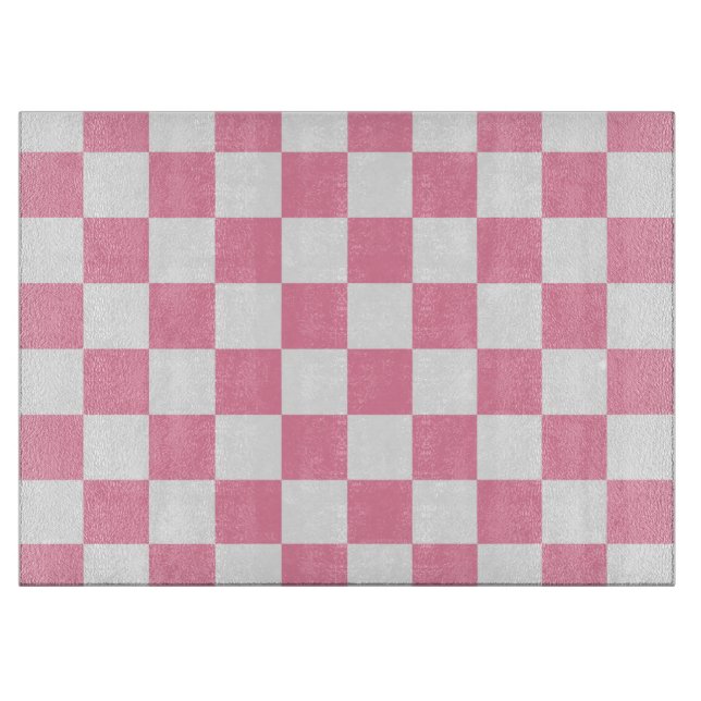 Pink and White Chequered Cutting Board (Front)