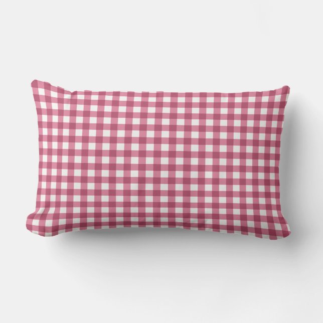 Pink and White Chequered Pillow (Front)