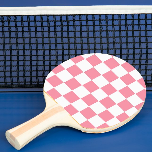 Pink and White chequered  Ping Pong Paddle (Insitu)