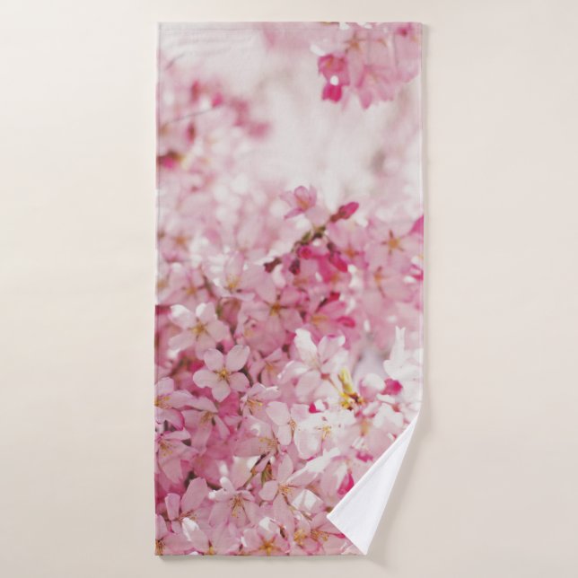 PINK AND WHITE CHERRY BLOSSOM BATH TOWEL (Bath Towel)