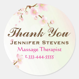 Pink And White Cherry Blossom Natural Spa Classic Round Sticker