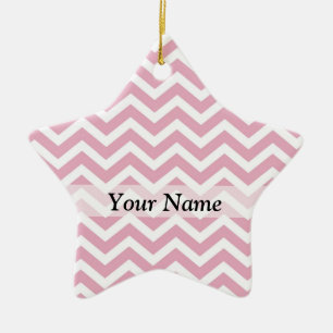 Pink and white chevron ceramic tree decoration