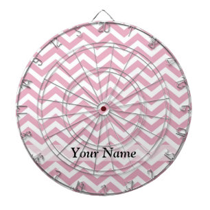 Pink and white chevron dartboard