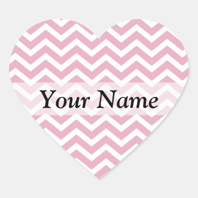 Pink and white chevron heart sticker (Front)