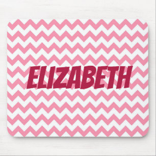Pink and White Chevron Mouse Pad