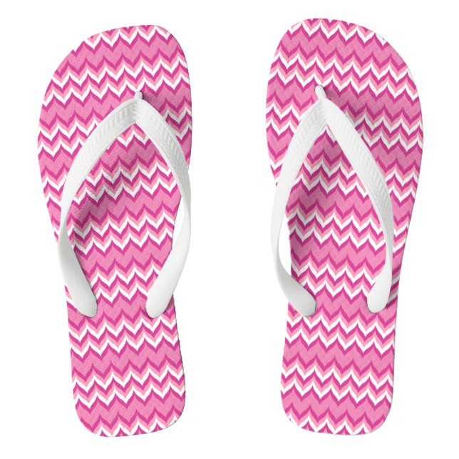 Pink And White Chevron Pattern 2 Jandals (Footbed)