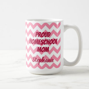 Pink and White Chevron Proud Homeschool Mum Coffee Mug