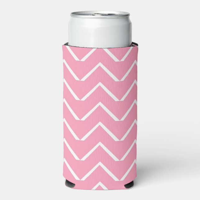 Pink and white chevron seltzer can cooler (Seltzer Front)