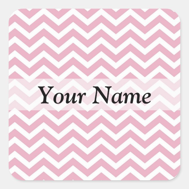 Pink and white chevron square sticker (Front)