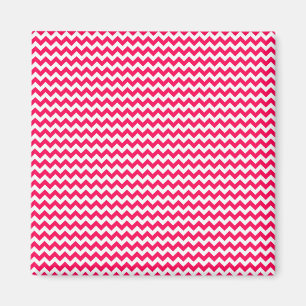 Pink and White Chevron Stripe Magnet