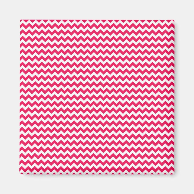 Pink and White Chevron Stripe Magnet (Front)