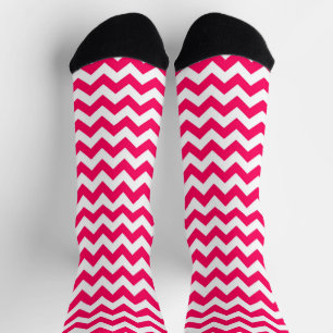 Pink and white chevron stripes socks