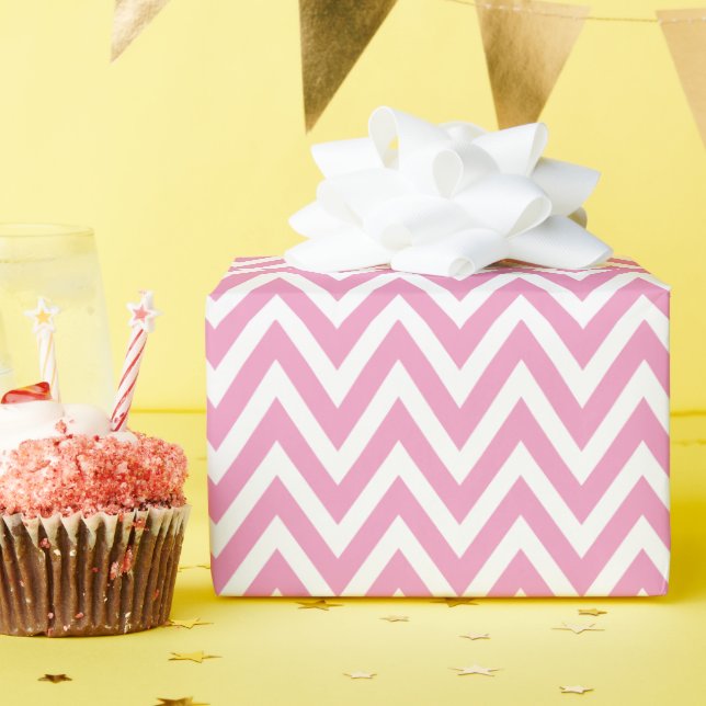 Pink and White Chevron Wrapping Paper (Birthday Party)
