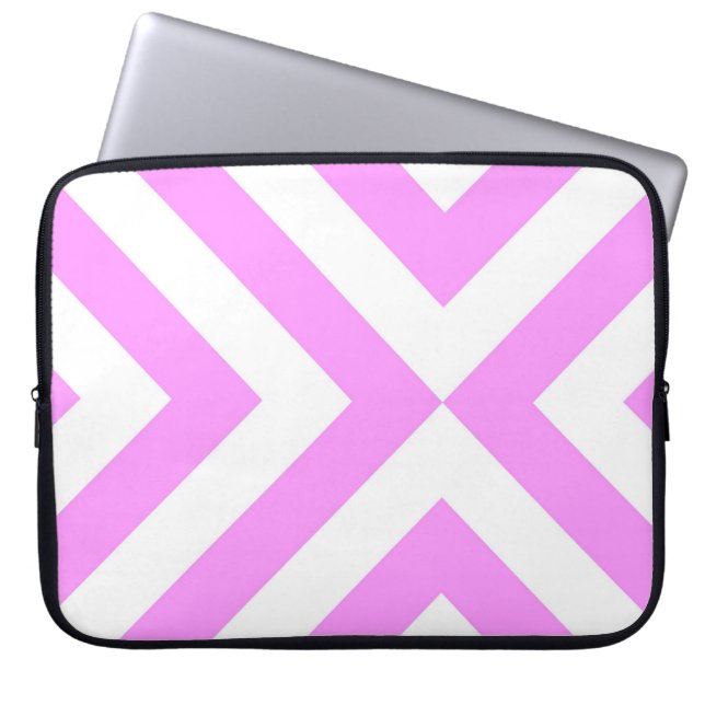 Pink and White Chevrons Computer Sleeve (Front)
