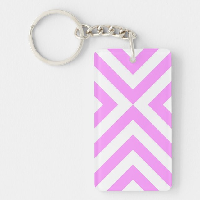Pink and White Chevrons Key Ring (Front)