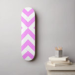 Pink and White Chevrons Skateboard<br><div class="desc">Alternating pink and white chevrons (V shapes) converge in this feminine geometric pattern created from scratch. 

 Digitally created image. 
 Copyright © Claire E. Skinner. All rights reserved.</div>