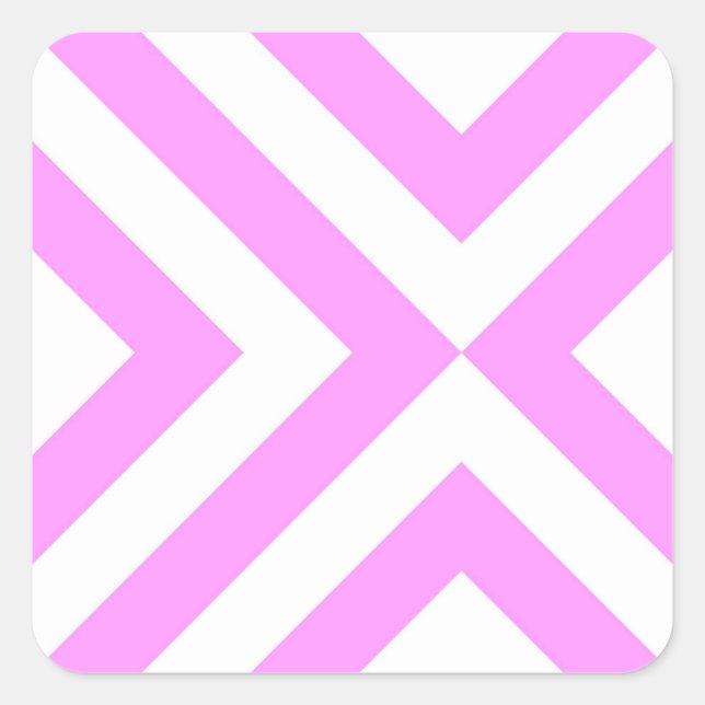 Pink and White Chevrons Square Sticker (Front)