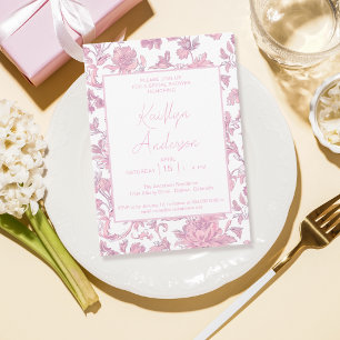 Pink and White Chinoiserie Bridal Shower Invitation