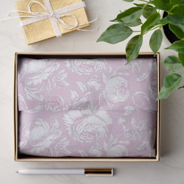 Pink and White Chinoiserie Decoupage Pattern Tissue Paper (Gift)