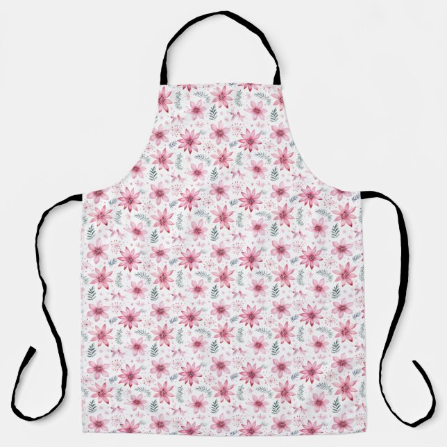 Pink and White Christmas Cook's Apron (Front)