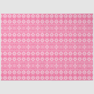Pink and White Christmas Fair Isle Pattern Tissue Paper