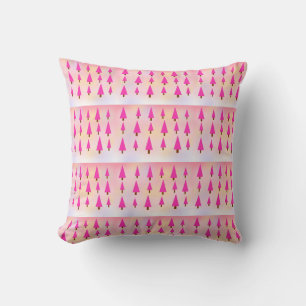 Pink and White Christmas Tree Pattern Cushion