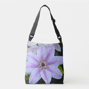 Pink and White Clematis Floral Crossbody Bag