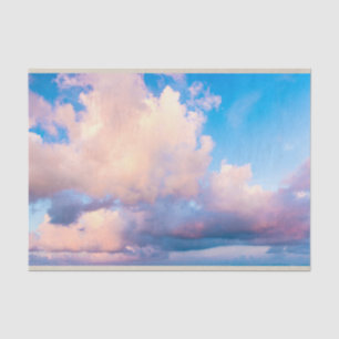 Pink and White Clouds Blue Sky Decoupage Tissue Paper
