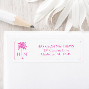 Pink and White Coastal Palmetto Palm Monogram