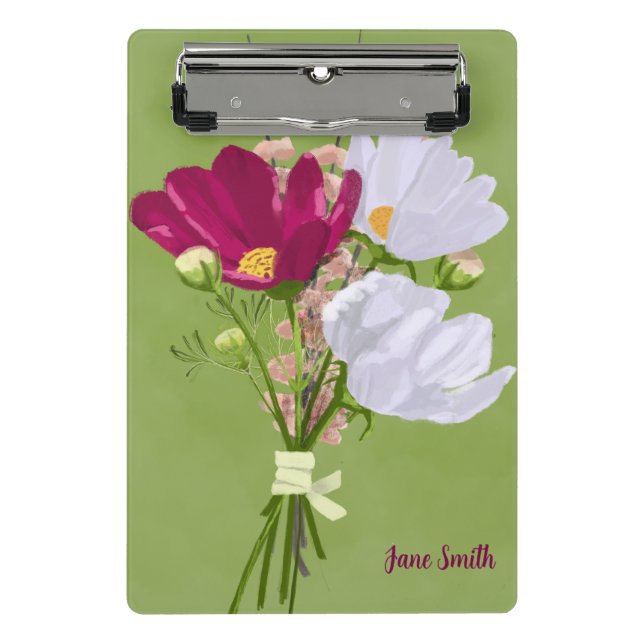 Pink and White Cosmos Bouquet mini clipboard  (Front)