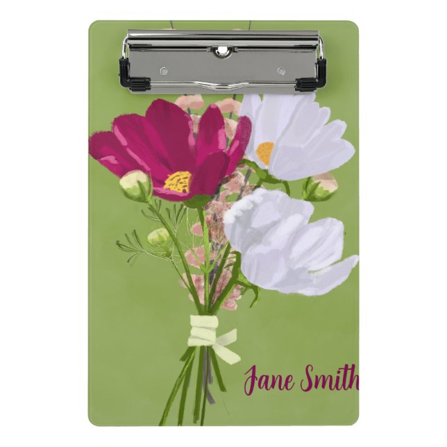 Pink and White Cosmos Bouquet mini clipboard  (Front)