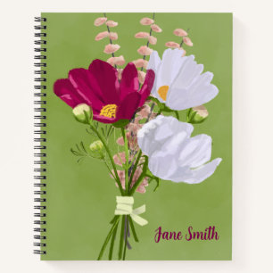 Pink and White Cosmos Bouquet Notebook 